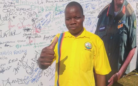 OYAM  TREASURE ODONGO LEO BROWN, AKA BROWN LEE, ENDORSES GEN MUHOOZI KAINERUGABA FOR 2031 PRESIDENCY DURING PLU MEGA LAUNCH IN LANGO